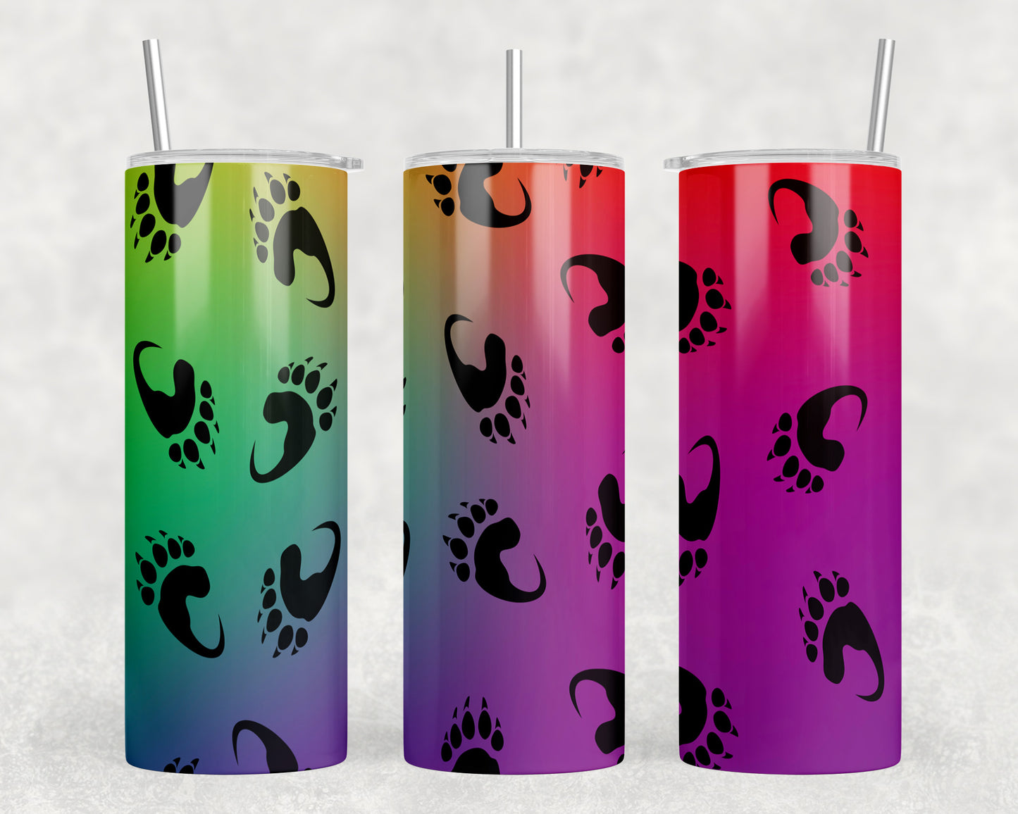 Rainbow Bear Paw Prints 20oz Skinny Tumbler - 1001