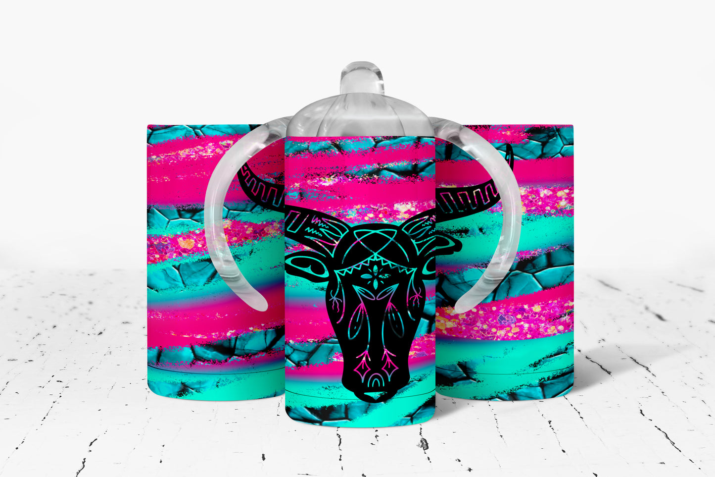 Neon Skull Kids Dual Lid Sippy Cup Tumbler - 1016