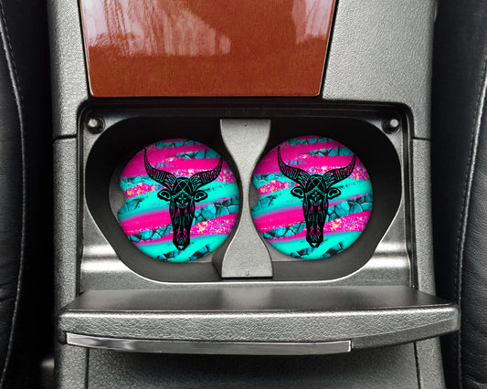 Neon Skull Car Coaster Set - 1016