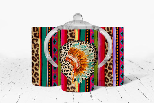 Serape Headdress Kids Dual Lid Sippy Cup Tumbler - 1017