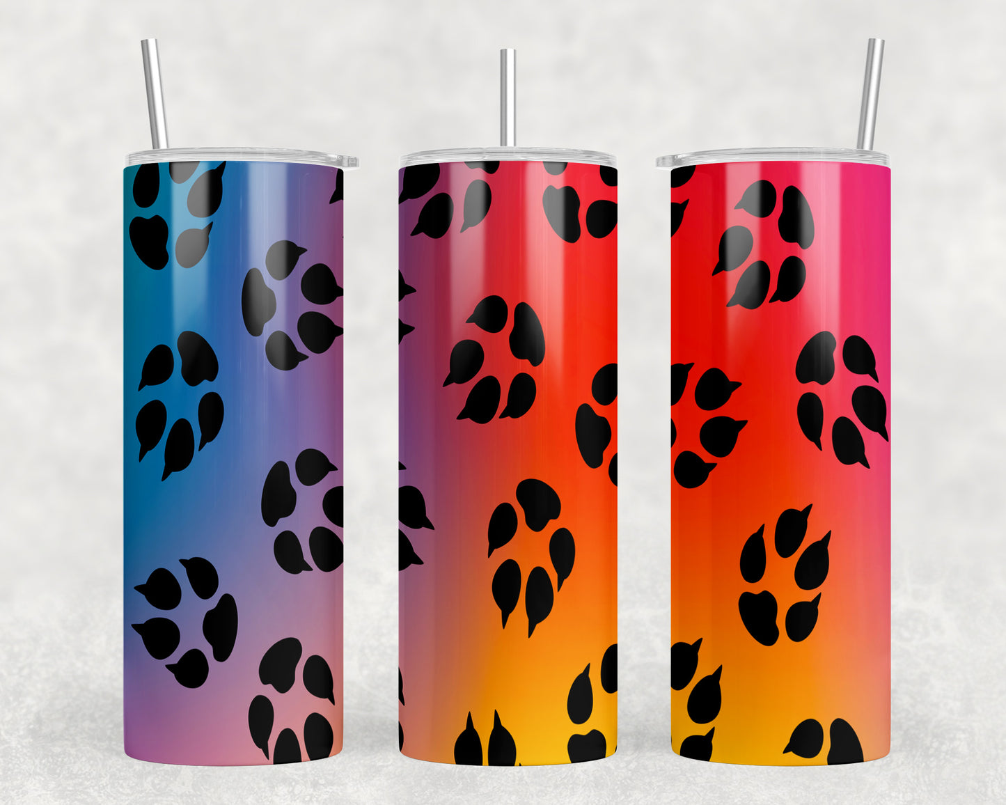 Rainbow Paw Prints 20oz Skinny Tumbler - 1024