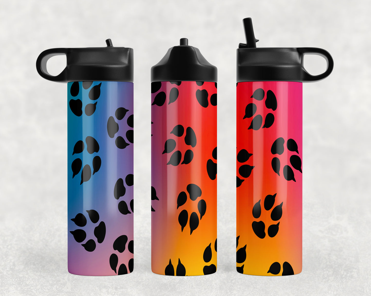 Rainbow Paw Prints Water Bottle - 1024