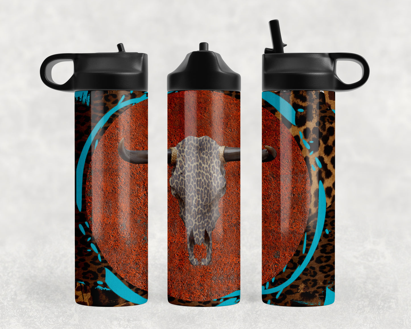 Leopard Print Skull Water Bottle - 1040