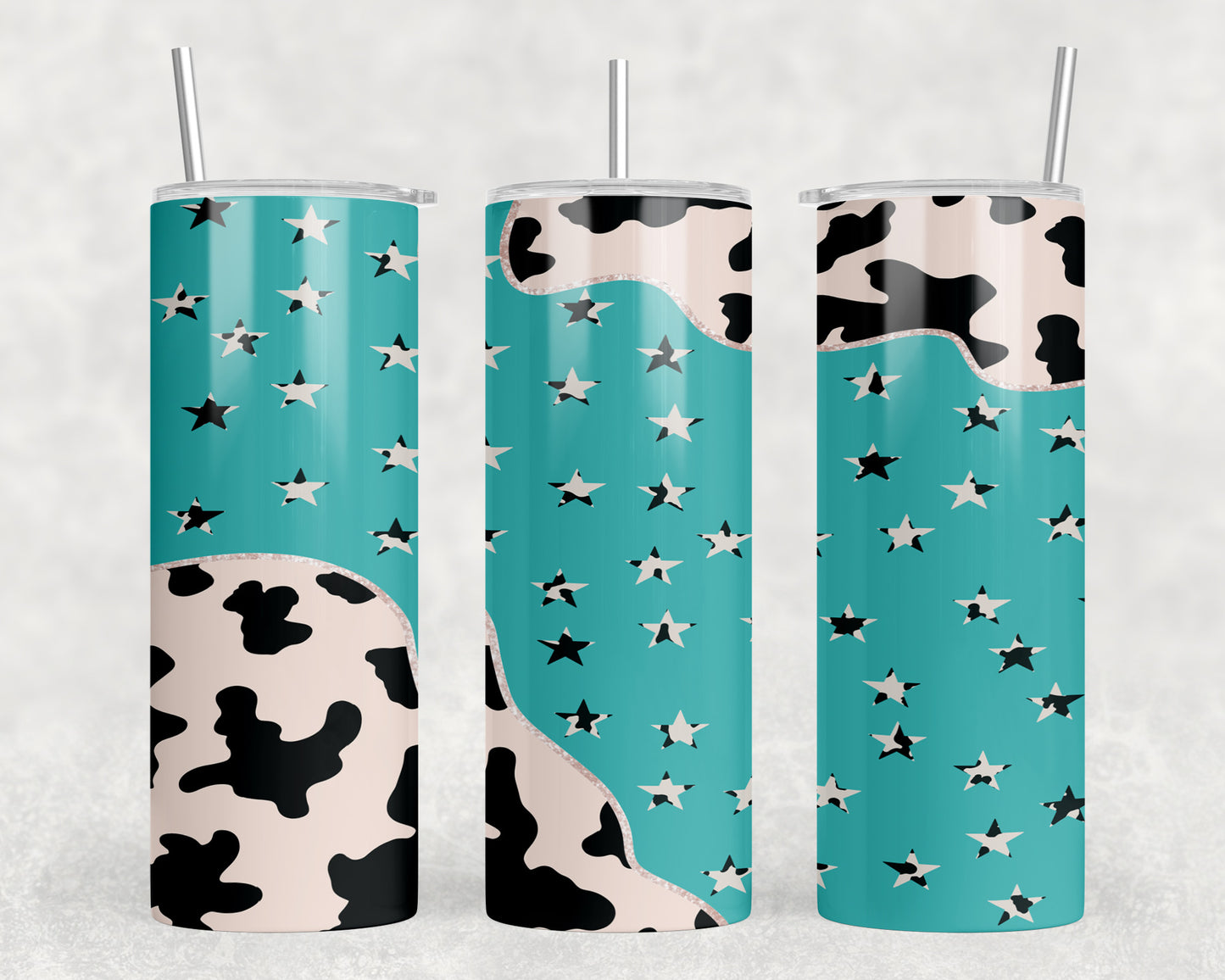 Cow Print Stars 20oz Skinny Tumbler - 1041