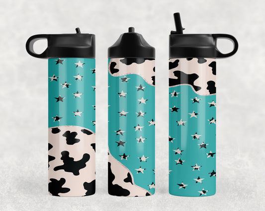 Cow Print Stars Water Bottle - 1041