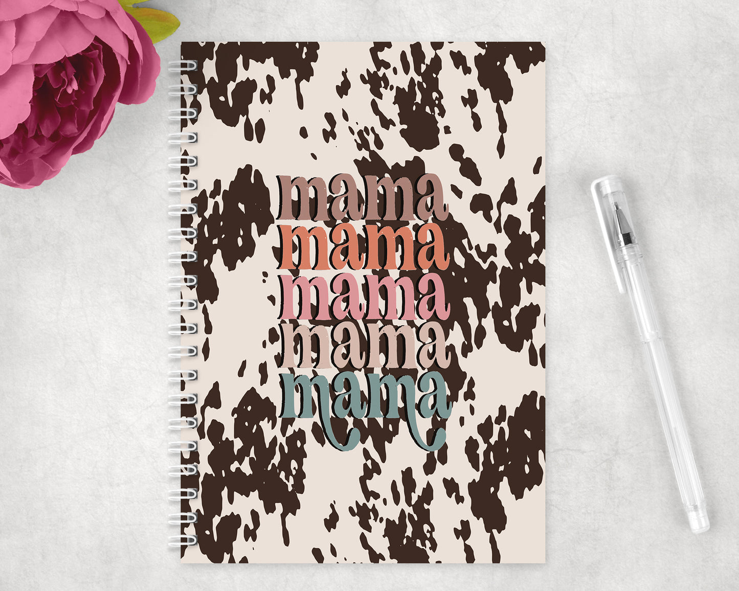 Printed Cowhide Mama Spiral Lined A5 Journal - 1046