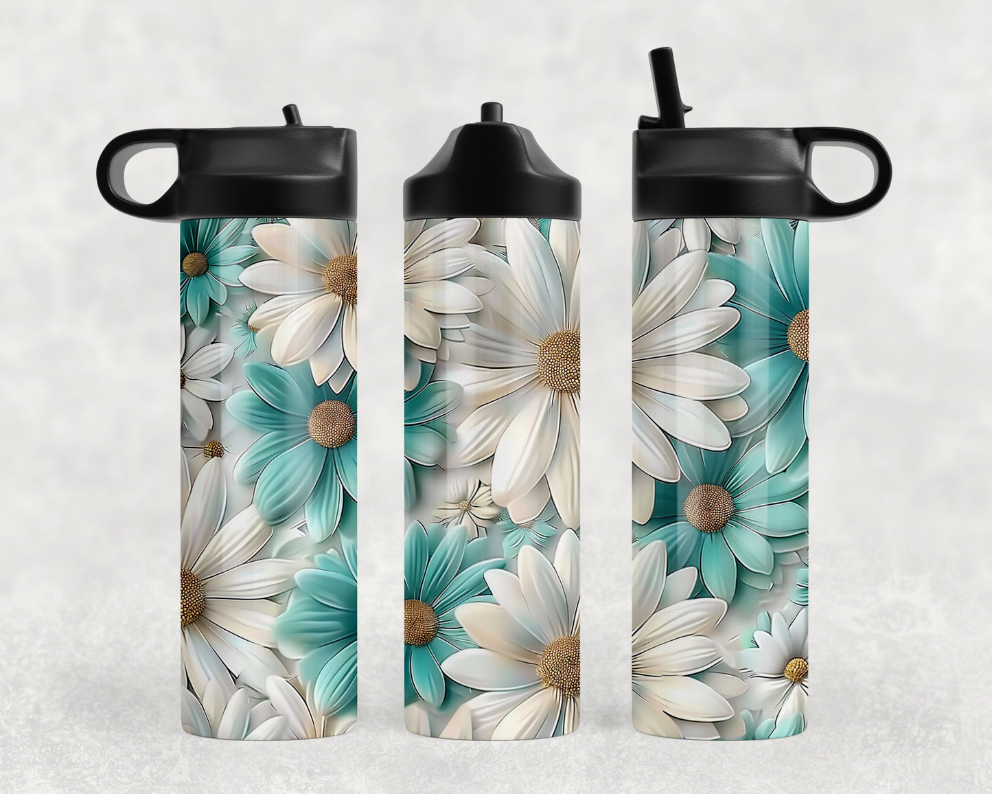 Blue And White Daisies Water Bottle - 104