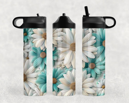 Blue And White Daisies Water Bottle - 104