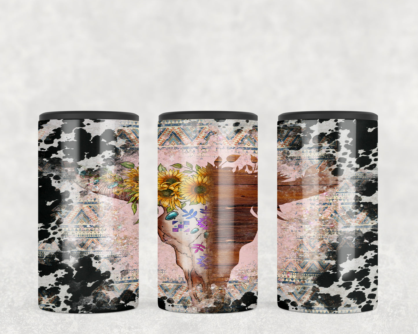 Printed Cowhide Skull 5-in-1 Can Hugger Tumbler - 1050