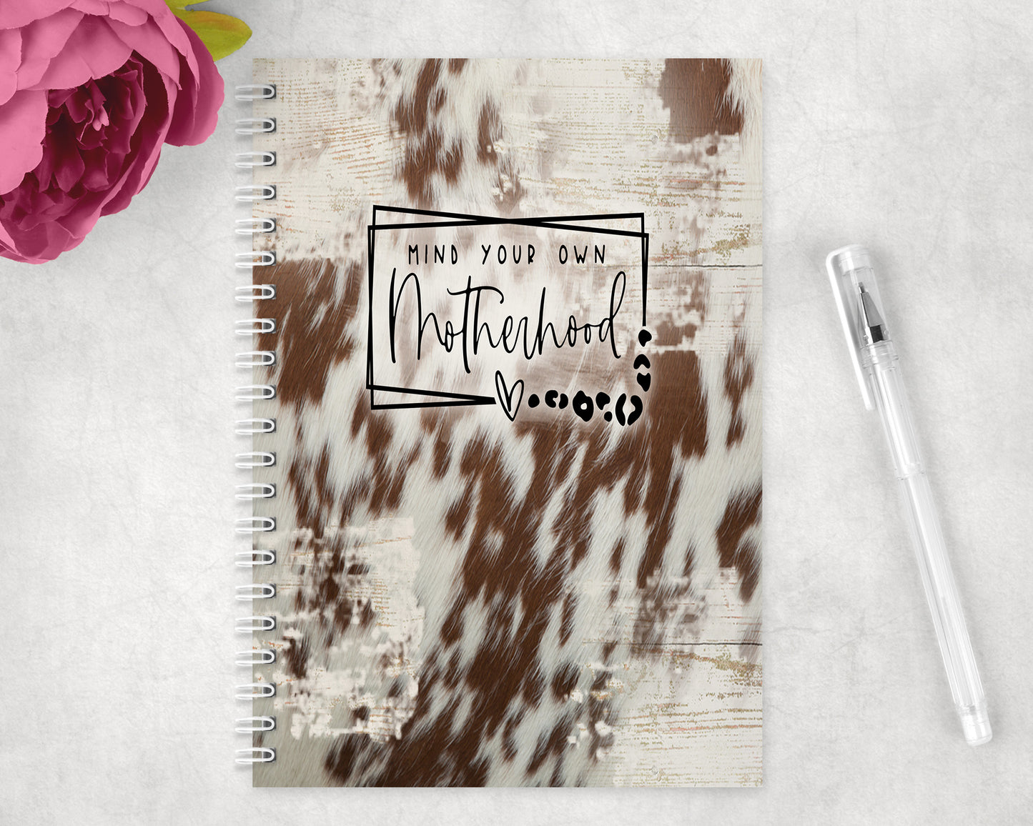 Printed Cowhide Motherhood Spiral Lined A5 Journal - 1052