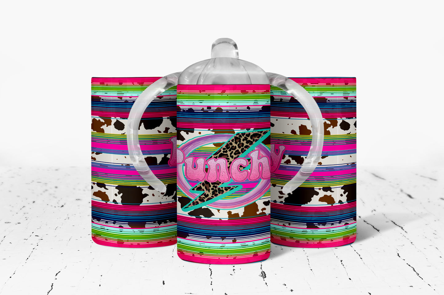 Cow Print Serape Punchy Kids Dual Lid Sippy Cup Tumbler - 1055