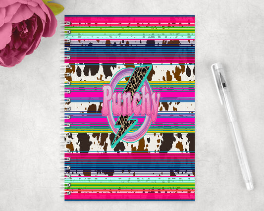 Cow Print Serape Punchy Spiral Lined A5 Journal - 1055