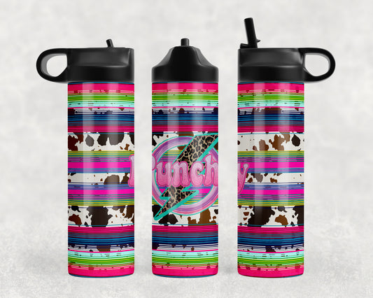 Cow Print Serape Punchy Water Bottle - 1055