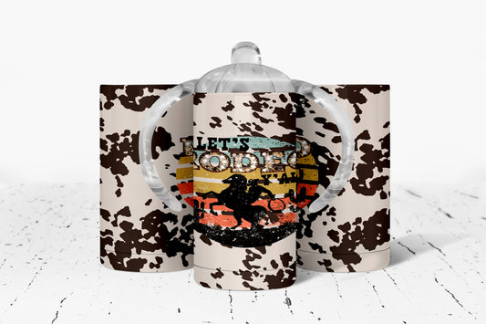 Printed Cowhide Let's Rodeo Kids Dual Lid Sippy Cup Tumbler - 1058