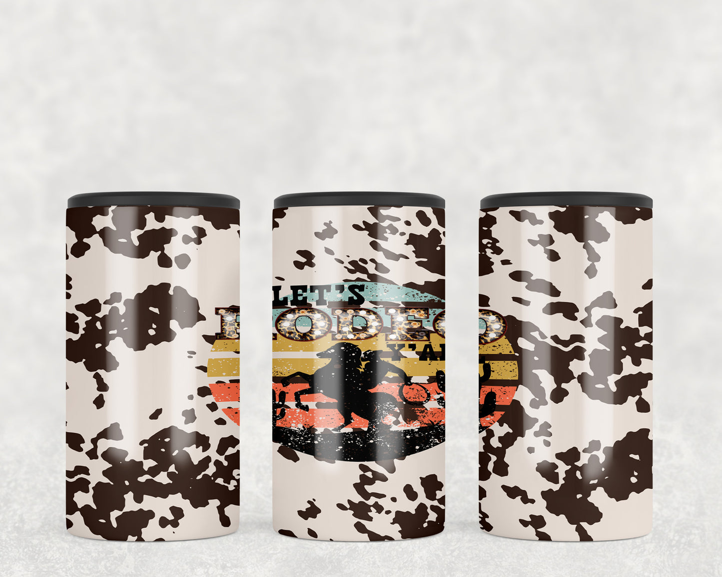 Printed Cowhide Let's Rodeo 5-in-1 Can Hugger Tumbler - 1058