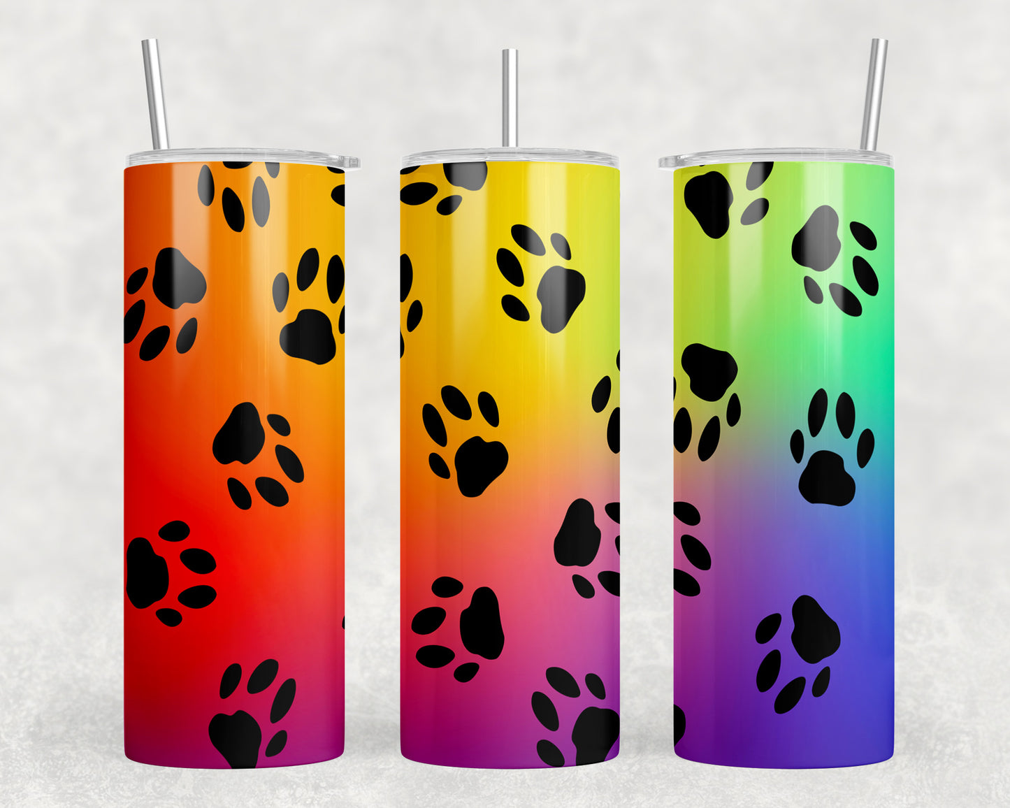 Rainbow Pawprints 20oz Skinny Tumbler - 1059