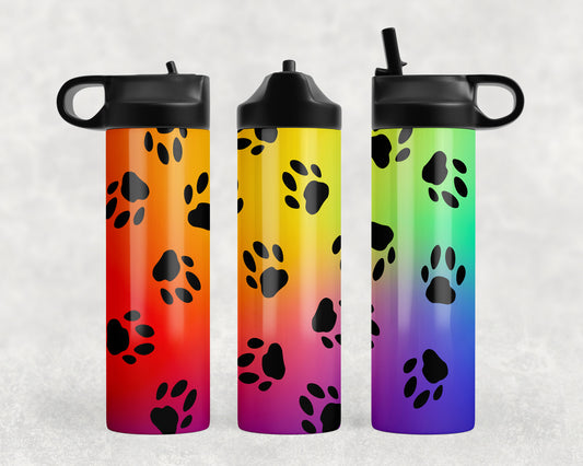 Rainbow Pawprints Water Bottle - 1059