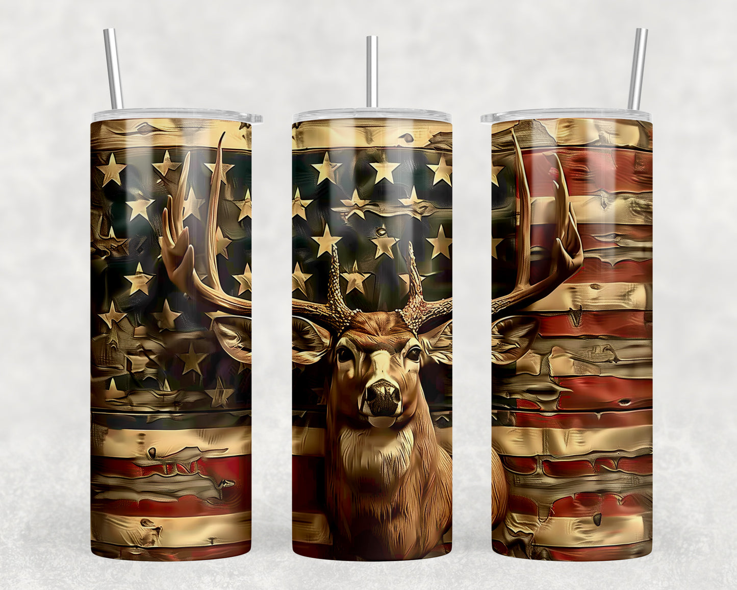 American Flag Buck 20oz Skinny Tumbler - 105