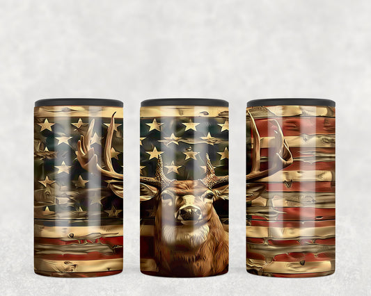 American Flag Buck 5-in-1 Can Hugger Tumbler - 105