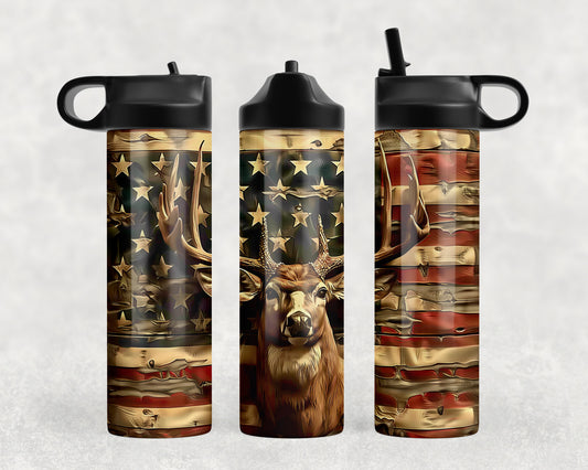 American Flag Buck Water Bottle - 105