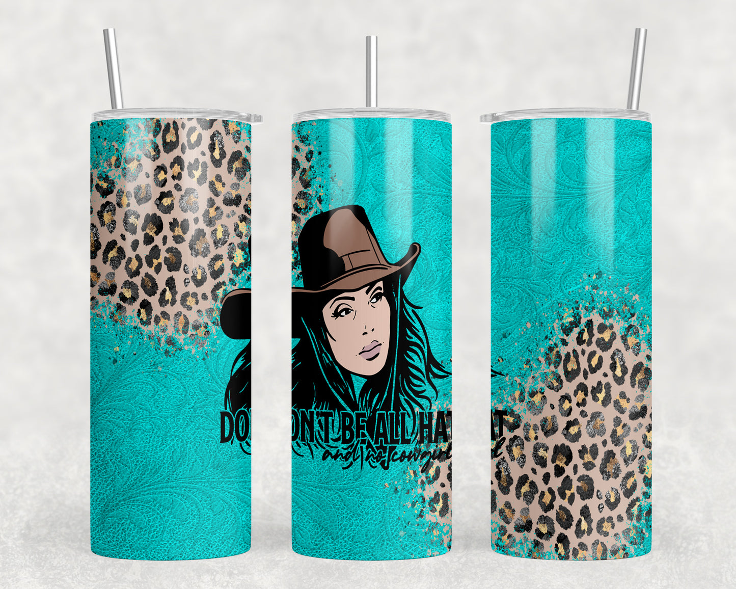 Leopard Print Cowgirl 20oz Skinny Tumbler - 1060