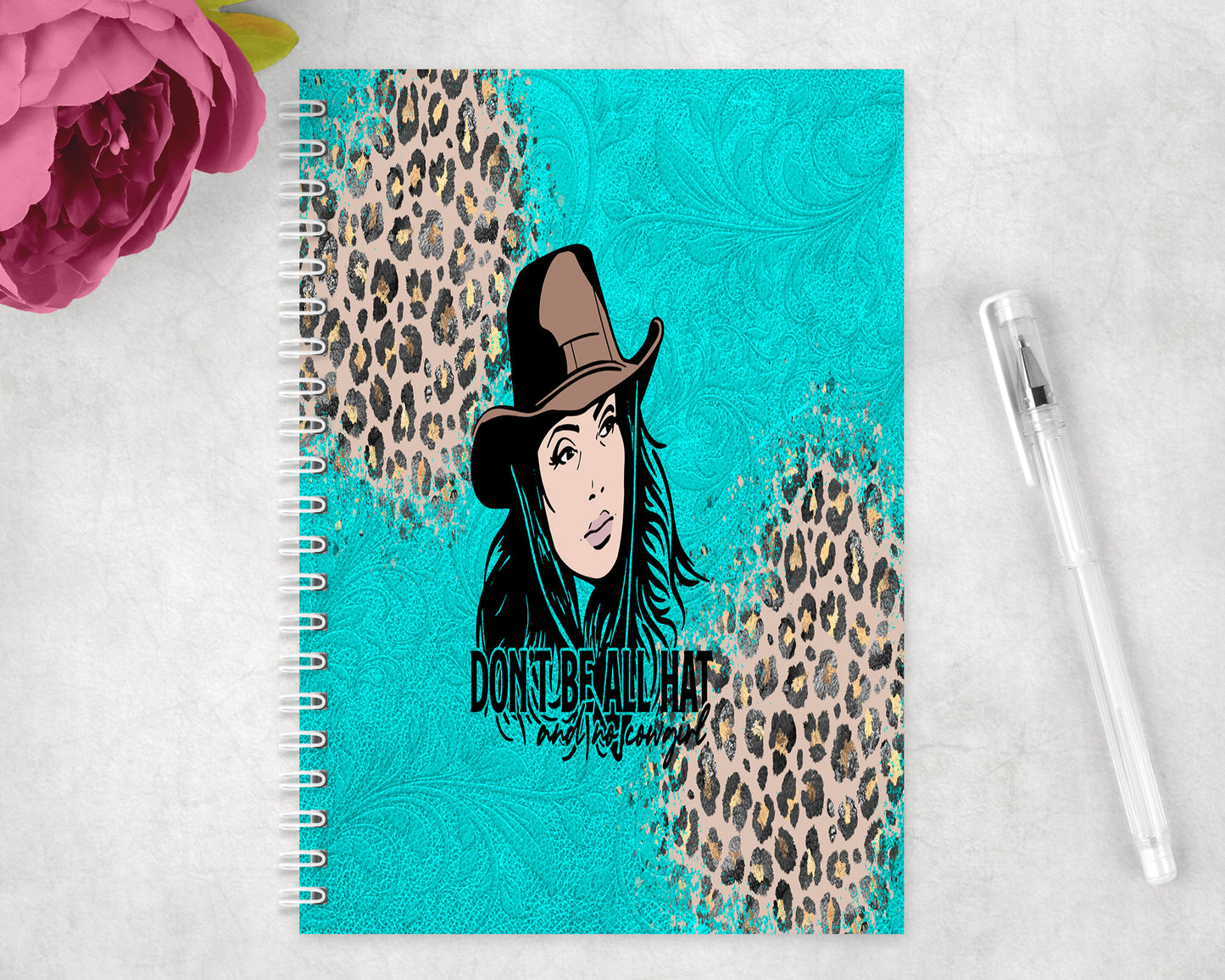 Leopard Print Cowgirl Spiral Lined A5 Journal - 1060