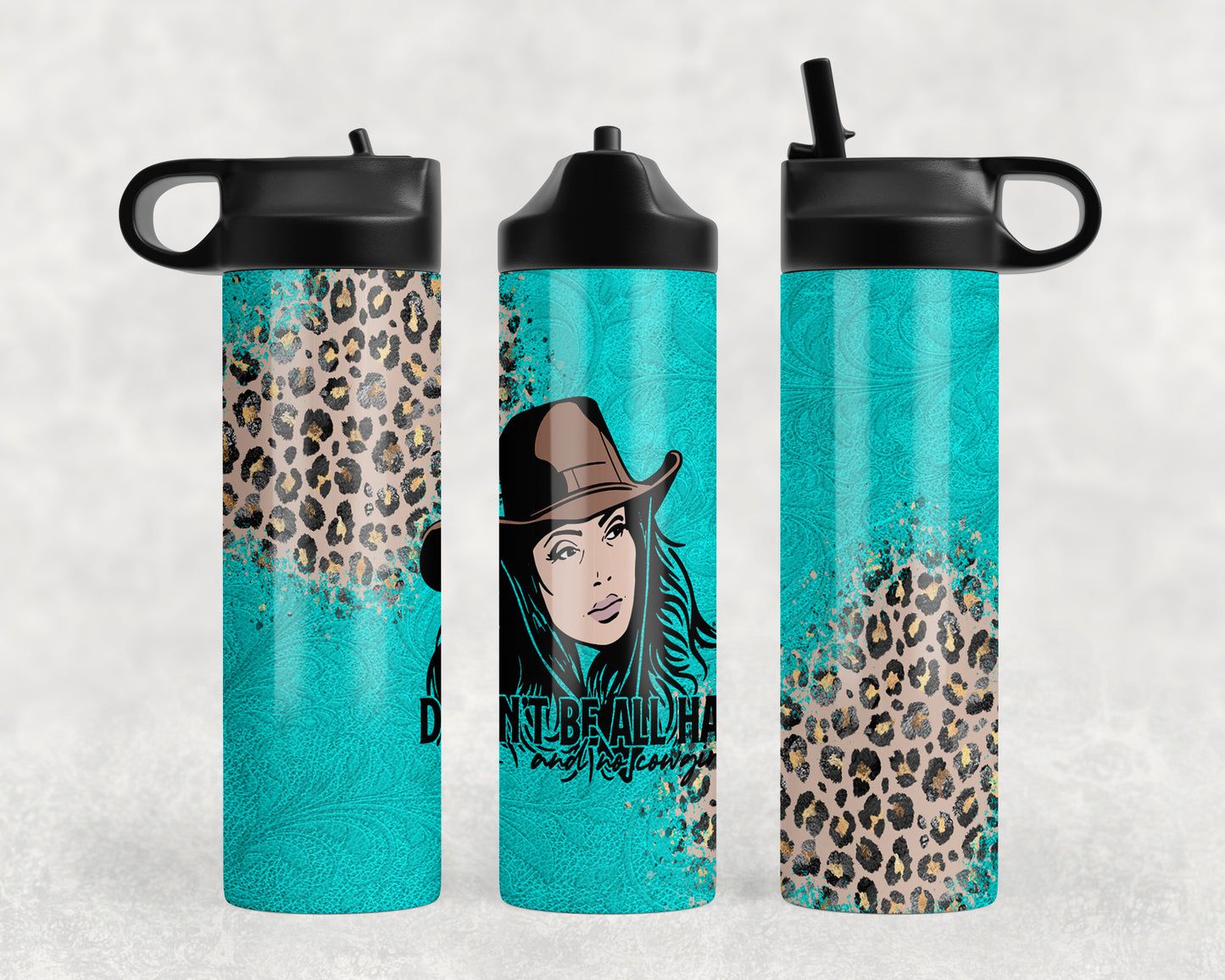 Leopard Print Cowgirl Water Bottle - 1060