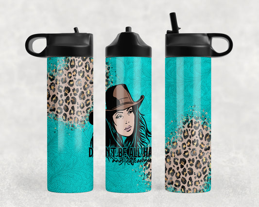 Leopard Print Cowgirl Water Bottle - 1060