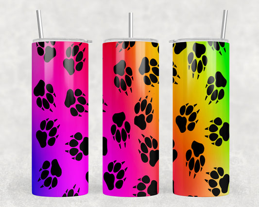 Rainbow Paw Prints 20oz Skinny Tumbler - 1062