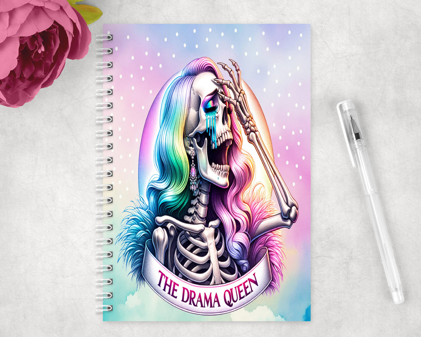 The Drama Queen Skeleton Spiral Lined A5 Journal - 106