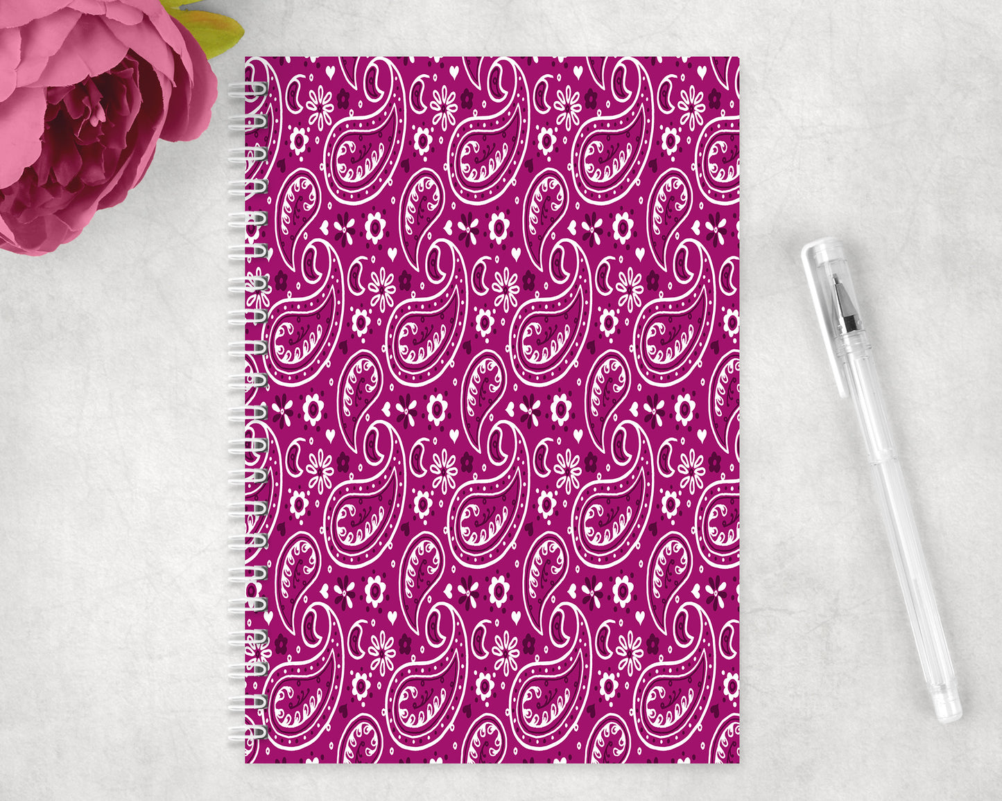 Pink paisley Spiral Lined A5 Journal - 1070