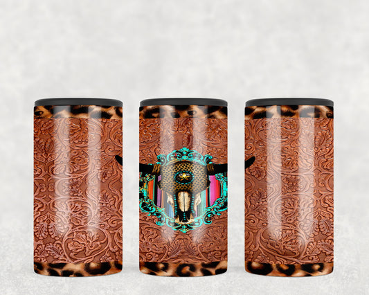 Printed Leather Skull 5-in-1 Can Hugger Tumbler - 1071