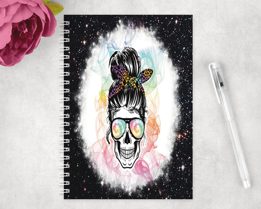 Rainbow Skull Spiral Lined A5 Journal - 1073