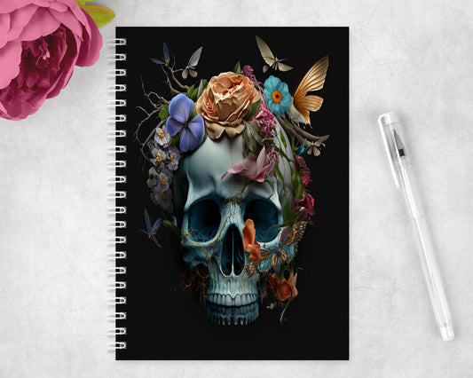 Floral Skull Spiral Lined A5 Journal - 1077