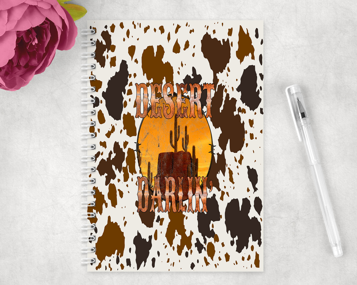 Printed Cowhide Desert Darlin Spiral Lined A5 Journal - 1078