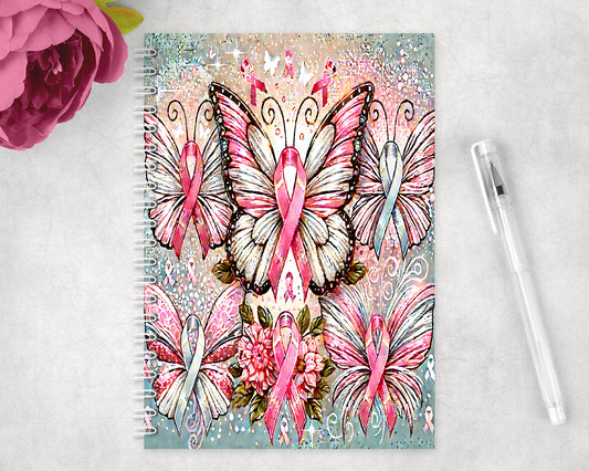 Breast Cancer Awareness Butterfly Spiral Lined A5 Journal - 107