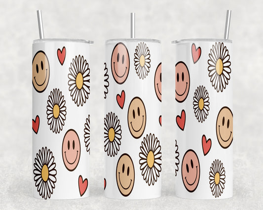 Daisies and Smileys 20oz Skinny Tumbler - 1083