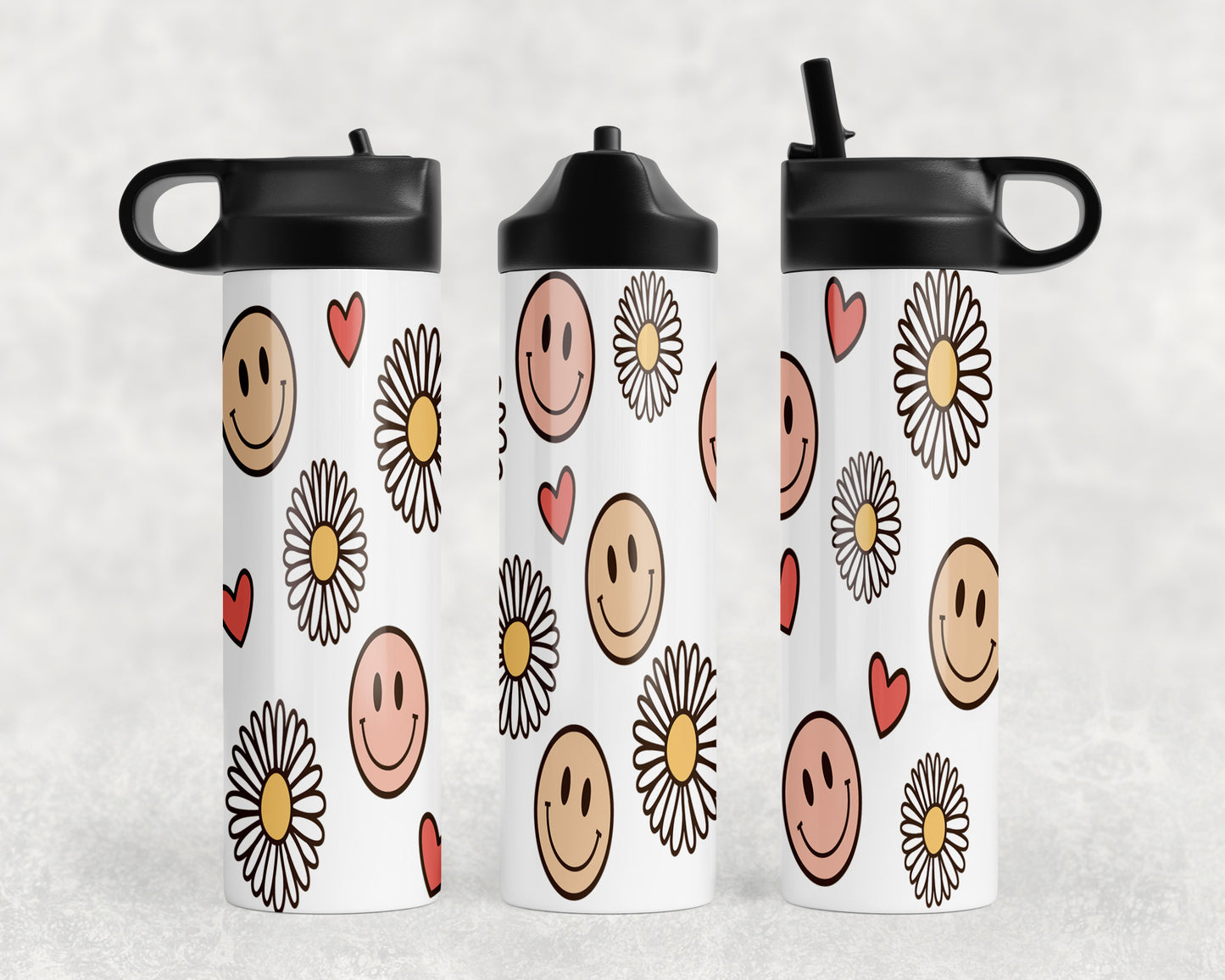 Daisies and Smileys Water Bottle - 1083