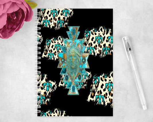 Leopard Print Thunderbird Chief Spiral Lined A5 Journal - 1084