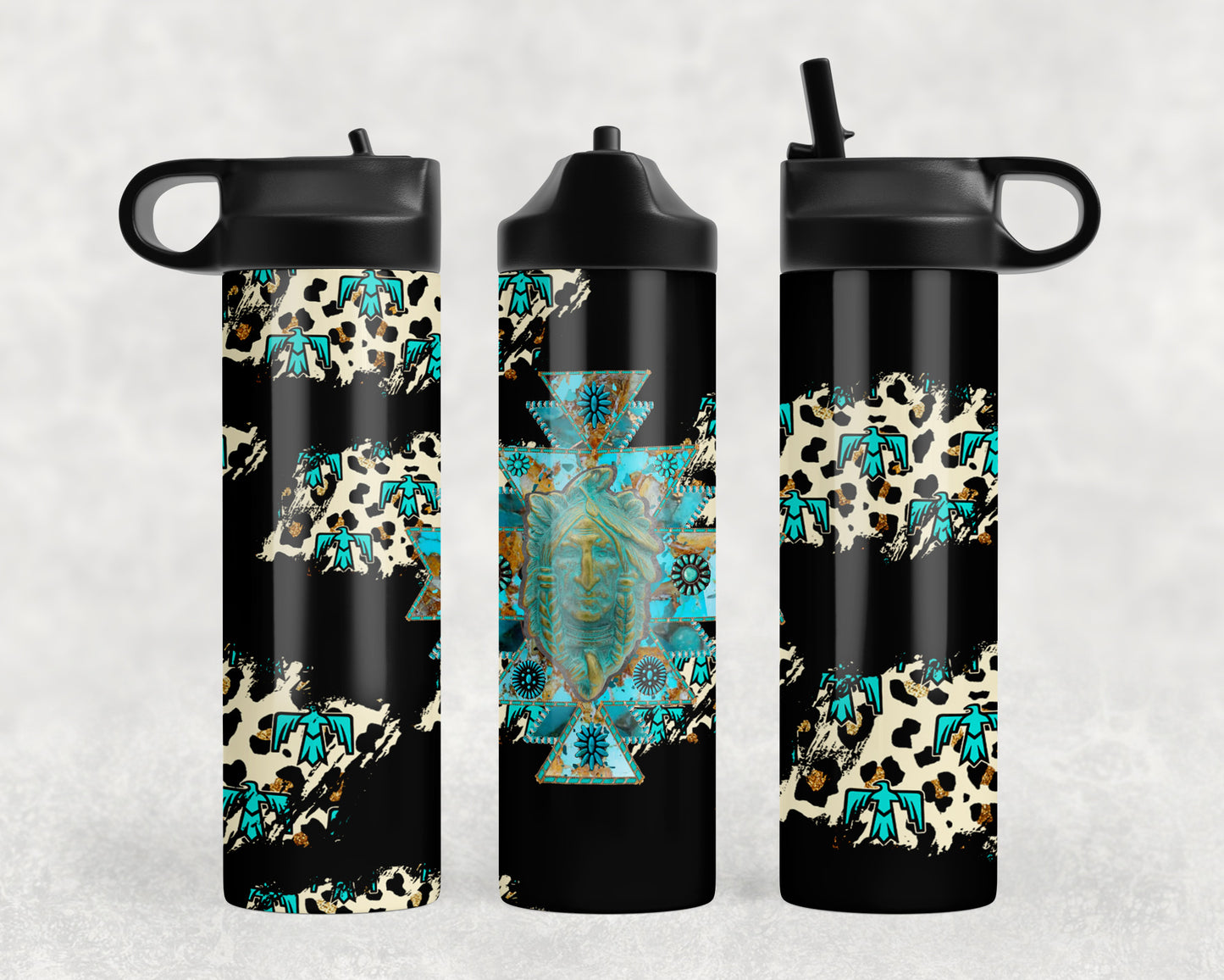 Leopard Print Thunderbird Chief Water Bottle - 1084