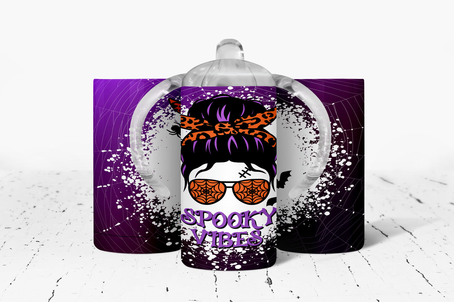 Halloween Spooky Vibes Kids Dual Lid Sippy Cup Tumbler - 1086