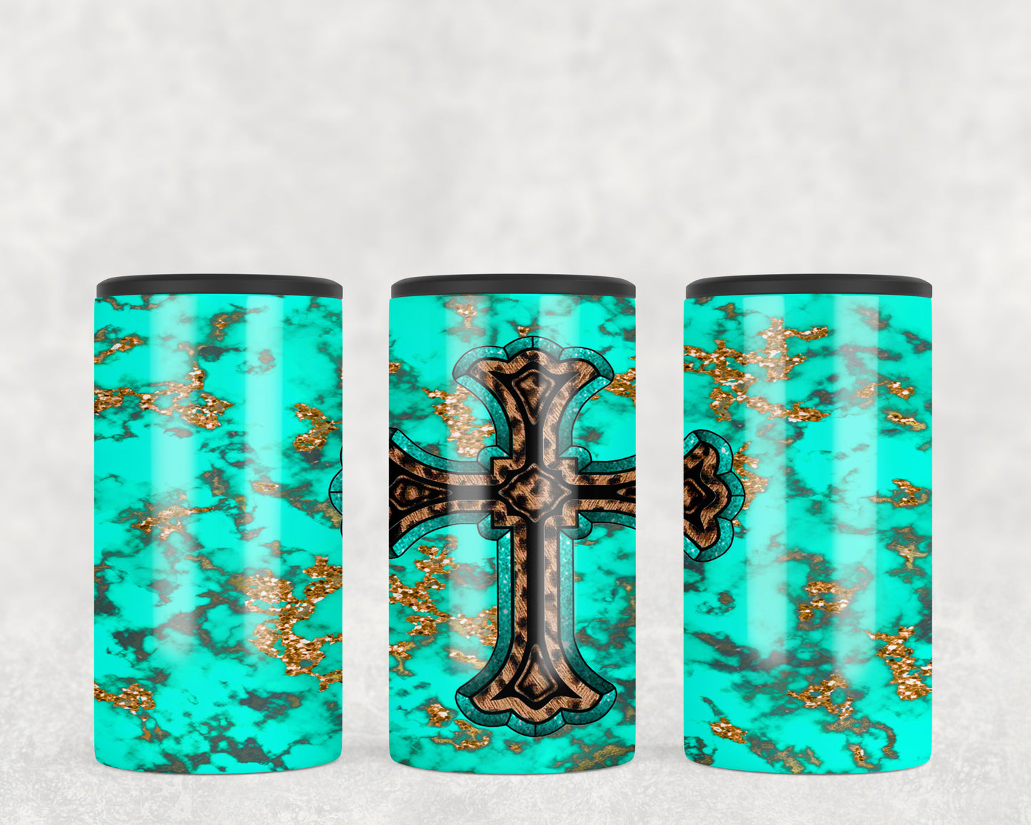 Turquoise Western Cross 5-in-1 Can Hugger Tumbler - 1088