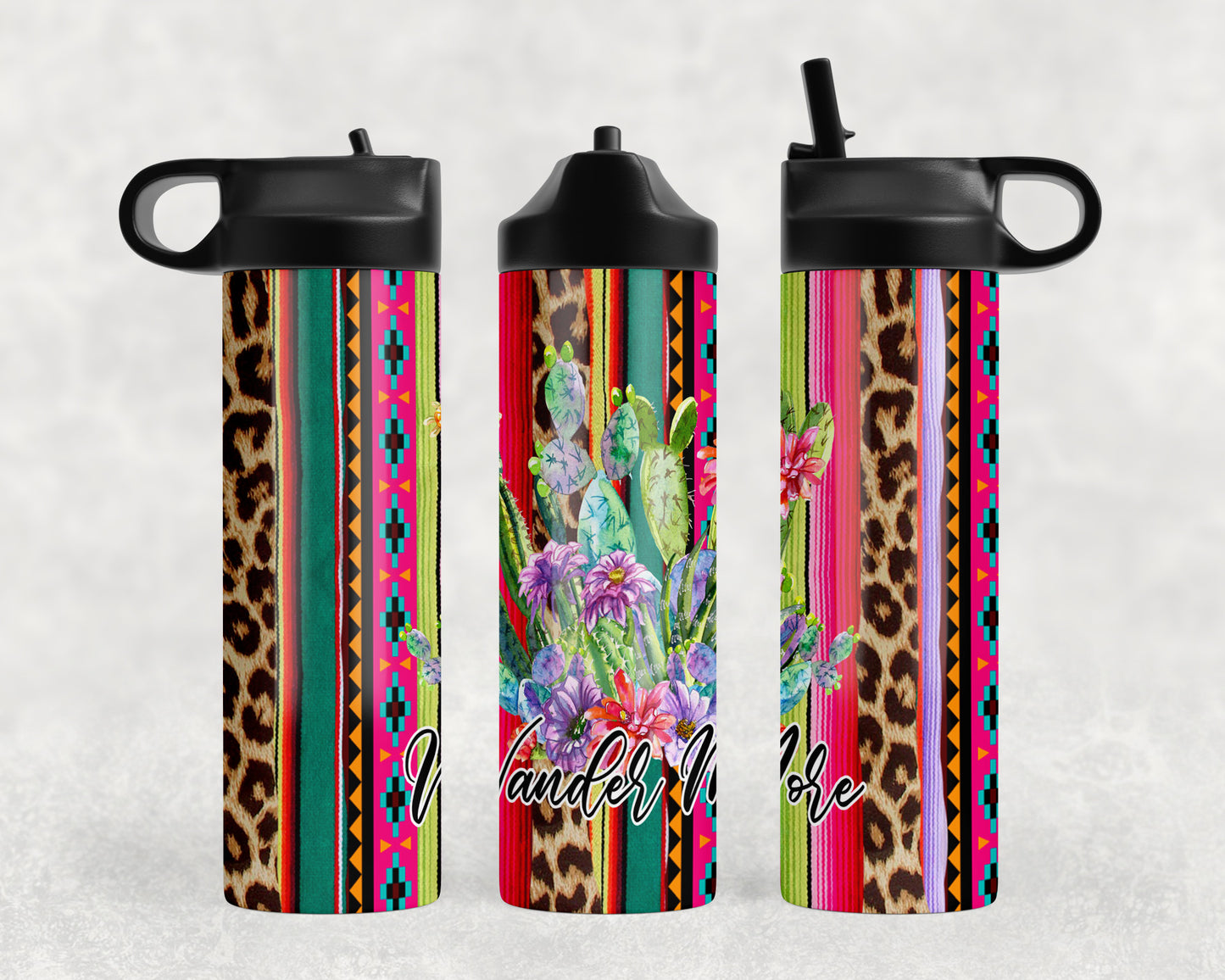 Serape Wander More Cactus Water Bottle - 1092