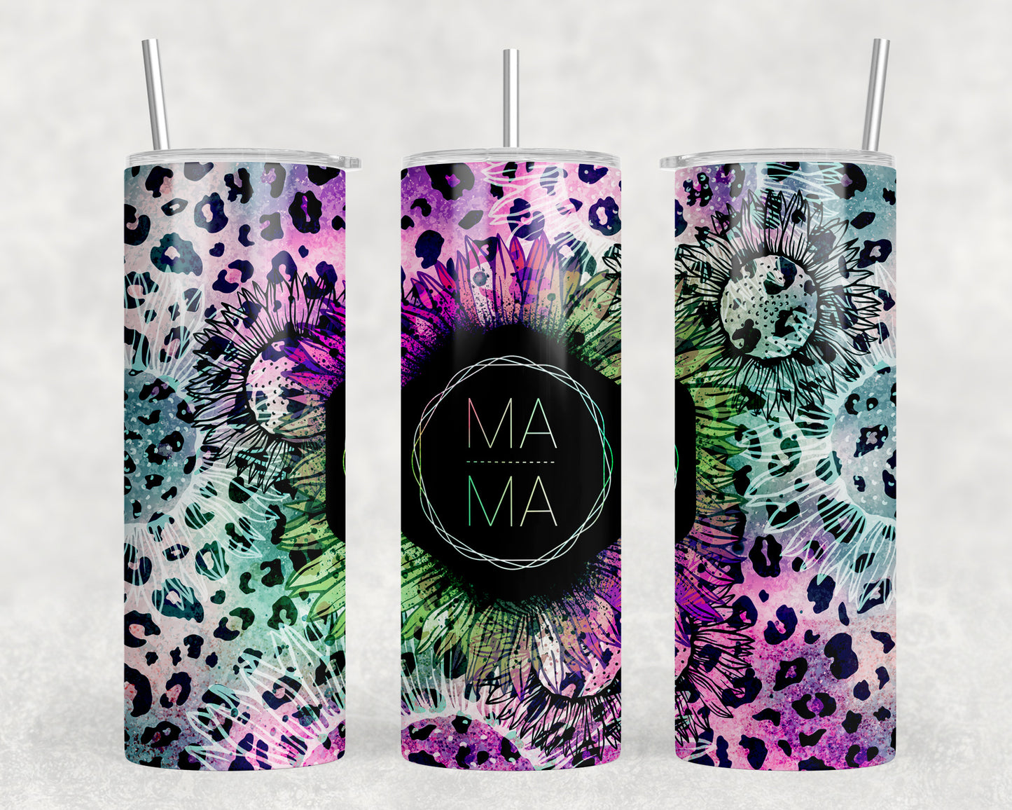 Neon Leopard Print Mama 20oz Skinny Tumbler - 1096