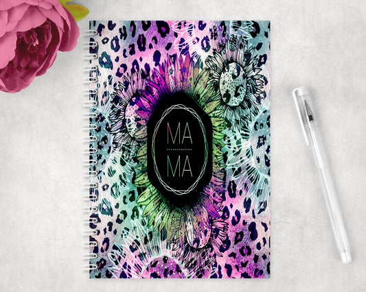 Neon Leopard Print Mama Spiral Lined A5 Journal - 1096