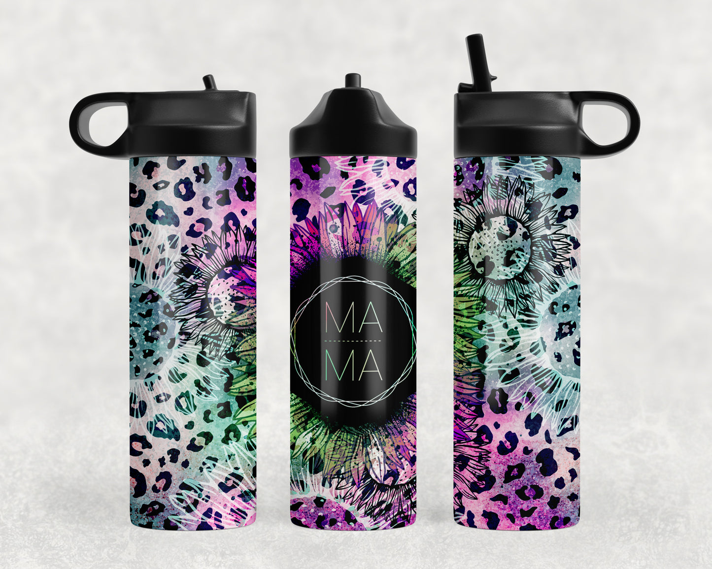 Neon Leopard Print Mama Water Bottle - 1096