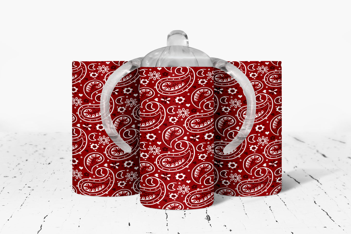 Red Paisley Kids Dual Lid Sippy Cup Tumbler - 1097