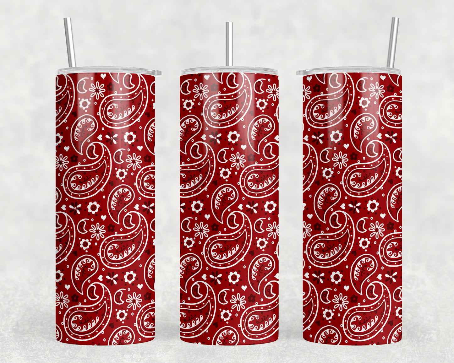 Red Paisley 20oz Skinny Tumbler - 1097