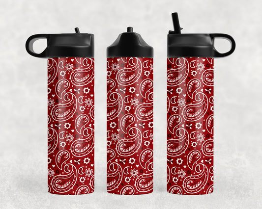 Red Paisley Water Bottle - 1097