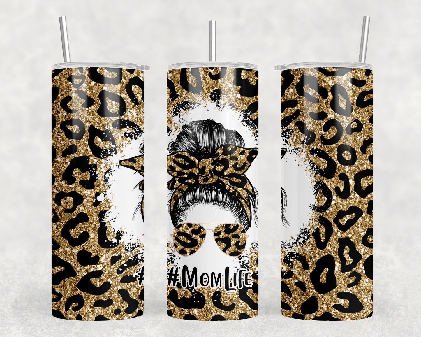 Leopard Print Mom Life 20oz Skinny Tumbler - 1100